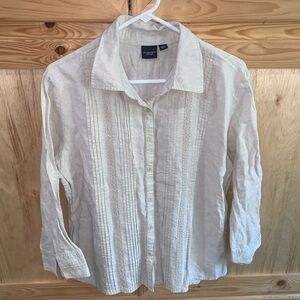 Sonoma Lifestyle beige minimalist button front shirt size XL
